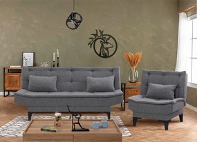 Set Canapea si Fotoliu Extensibilă Santo - S, Gri Inchis