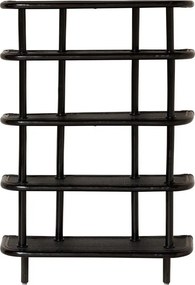 Etajeră de perete din ratan, negru, cu 5 rafturi împletite, 114 x 76 x 24 cm, „Pigmento”