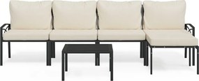 vidaXL Set mobilier de grădină cu perne nisipii, 6 piese, oțel