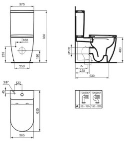 Set vas WC Ideal Standard Ellisse rimless BTW cu capac softclose alb si rezervor