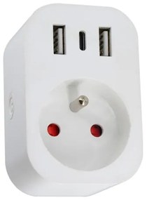 Immax NEO 07772L - Priză multiplă inteligentă 16A/230V, 2x USB + 1x USB‑C, Wi‑Fi (Tuya)