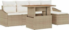 vidaXL Set de canapele pentru grădină 6 pcs Bej Rattan poli