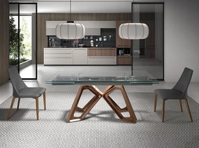 Masa extensibila deosebita design LUX Walnut-Glass 160-240x90cm