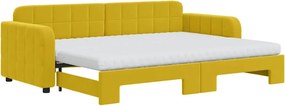 vidaXL Pat de zi cu extensie și saltea, galben, 80x200 cm, catifea