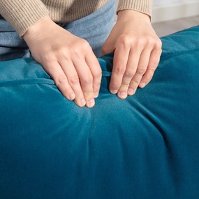 HOMCOM Canapea 2 locuri modernă din catifea de 127 cm cu perne groase, 2 perne și șezut capitonat, albastru | Aosom Romania