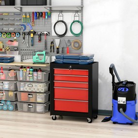 HOMCOM Carucior pentru Ustensile Unelte cu Sertar Rosu 61,5 X 33 X 85cm | Aosom Romania