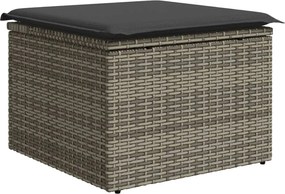 vidaXL Taburet de grădină cu pernă, gri, 55x55x37 cm, poliratan