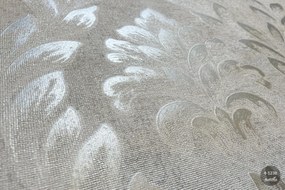 Tapet floral de lux dormitor, gri, model Rimma
