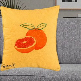 Perna Decorativa Grepfrut Citrus, 40x40 cm, Galben, Husa Detasabila, Perna Inclusa, BEKZ®
