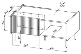 Masă de cafea Phelan P11 (Nuc warmia + Negru). 1062541