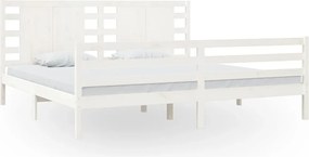 vidaXL Cadru de pat fără saltea, alb, 200x200 cm, lemn masiv pin