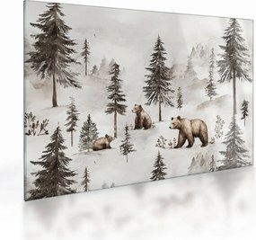 Tablou pe sticlă - Pădure cu Urși (70x50 cm)