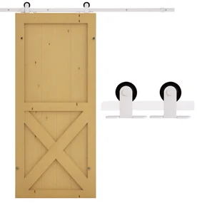 HOMCOM Kit de Feronerie de 6' Rustic pentru Interior pentru Montaj Usa Glisanta de Hambar, Alb | Aosom Romania