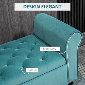 HOMCOM Bancă de Depozitare din Țesătură tip Catifea cu Spațiu Ascuns, Bej | Aosom Romania