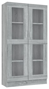 815118 vidaXL Dulap vitrină, gri sonoma, 82,5x30,5x150 cm, lemn prelucrat