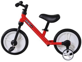 HOMCOM Bicicletă pentru copii cu pedale 2 în 1, roți și pedale detașabile, roți de 12" cu înălțimea șeii reglabilă pentru copii de la 2 la 5 ani, oțel roșu | Aosom Romania