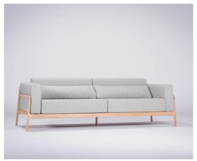 Canapea cu structură din lemn de stejar Gazzda Fawn Plus, 240 cm, albastru - gri