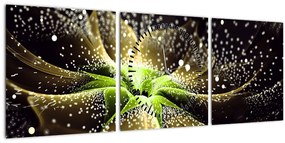 Tablou - Detaliu florii (cu ceas) (90x30 cm)
