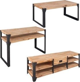 vidaXL Set mobilier de sufragerie, 3 piese, lemn masiv de acacia
