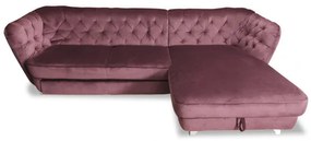 Coltar Extensibil Cu Lada Depozitare Retro, Dreapta, Mov, 302 X 188 Cm