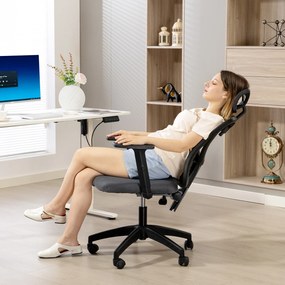 Vinsetto Scaun de Birou cu Inaltime Reglabila, 66x61x106-116cm, Gri Închis | Aosom Romania