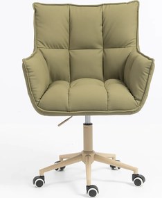 HR560K Scaun Khaki Piele Ecologica Premium Soft cu Bază Crem