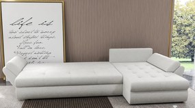 Colțar extensibil dumonde cu ladă de depozitare si sezut confortabil din spuma high-density, Loana XL Euphoria Ivory 335x185 cm