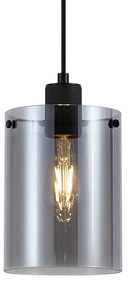 Lampă suspendată de design neagră cu sticlă fumurie - Domo