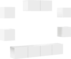 vidaXL Set dulap TV, 7 piese, alb, lemn prelucrat