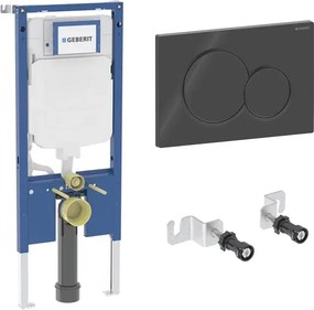 Rezervor WC cu cadru incastrat Geberit Duofix Sigma set fixare si calpeta de actionare Sigma01 negru lucios