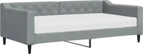 vidaXL Pat de zi cu saltea, gri deschis, 90x190 cm, textil