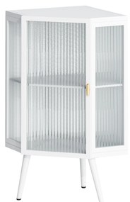 Dulap colțar cu ușă din sticlă, Alb | Aosom Romania