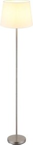 Lampadar de podea metal nickel abajur textil alb JORIS