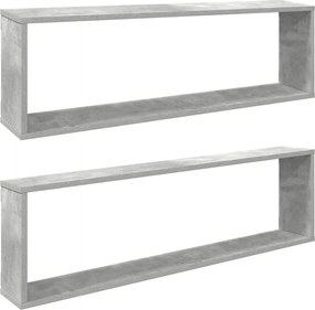 vidaXL Rafturi de perete cub, 2 buc., gri beton, 100x15x30 cm, PAL