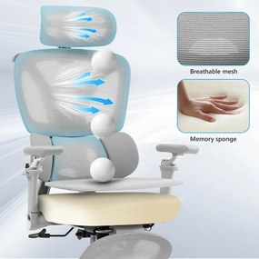 RESIGILAT- METACHAIR FOAM SEAT Scaun ergonomic, cotiere 6D, suport lombar reglabil, spătar reglabil înălțime, tetieră 2D, suport picioare, mecanism multifunctional inclinare/blocare, pivotant, Mesh, Gri
