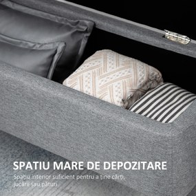 HOMCOM Banca de Depozitare Acoperita cu Tesatura cu Efect de Catifea, Banca de Pat Captusita, 101x38.5x44.5 cm, Gri