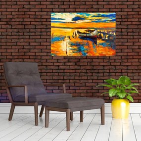 Tablou - Barca la apus de soare (90x60 cm)