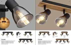Plafoniera cu 4 spoturi directionabile design modern CLAUDE negru, maro