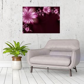 Tablou pe sticlă cu abstracție - flori (70x50 cm)