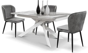 SET 4 Scaune Manta, structura metalica, catifea - ALBASTRU - CATIFEA - NEGRU - STANDARD