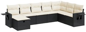 3325532 vidaXL Set mobilier de grădină cu perne, 8 piese, negru, poliratan