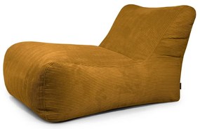 Fotoliu bean bag galben muștar cu tapițerie din catifea reiată Lounge 100 – SLOWDOWN