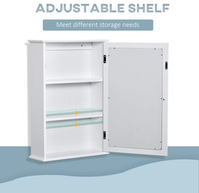 kleankin Dulap suspendat pentru baie cu oglindă - Dulap cu oglindă - Compartiment de depozitare pentru WC - 1 ușă, 2 etajere - MDF alb, sticlă | Aosom Romania