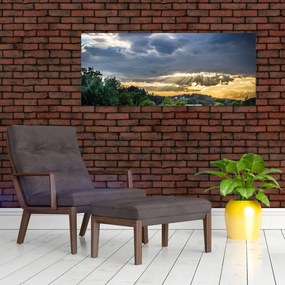 Tablou cu peisaj și raze de soare (120x50 cm)