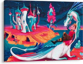 Tablou - Prinț și prințesa cu dragon (70x50 cm)