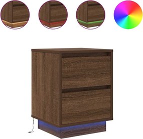 vidaXL Noptiere cu lumini LED 2 buc Stejar maro 38x34x50 cm