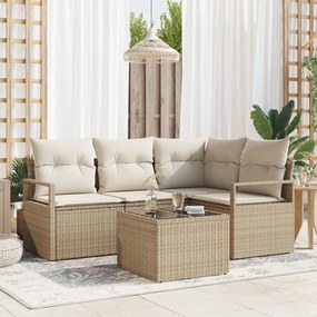 Set de canapea grădină vidaXL 5 piese cu perne Ratan Poly Brown