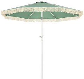 Outsunny Umbrelă de Grădină Înclinabilă cu Franjuri, Manivelă şi Tijă în 2 Secţiuni, Ø2.65x2.45 m, Verde | Aosom Romania