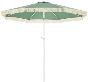Outsunny Umbrelă de Grădină Înclinabilă cu Franjuri, Manivelă şi Tijă în 2 Secţiuni, Ø2.65x2.45 m, Verde | Aosom Romania