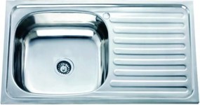Chiuveta inox Inter Ceramic Alpaca cu o cuva si picurator in dreapta finisaj inox 75x40 cm